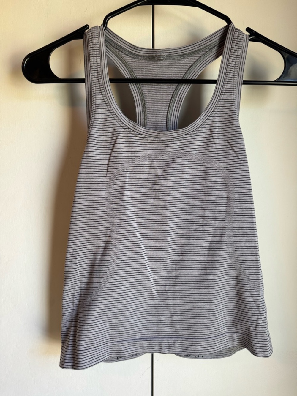 lululemon athletica Gray and White Striped Racerback Tank